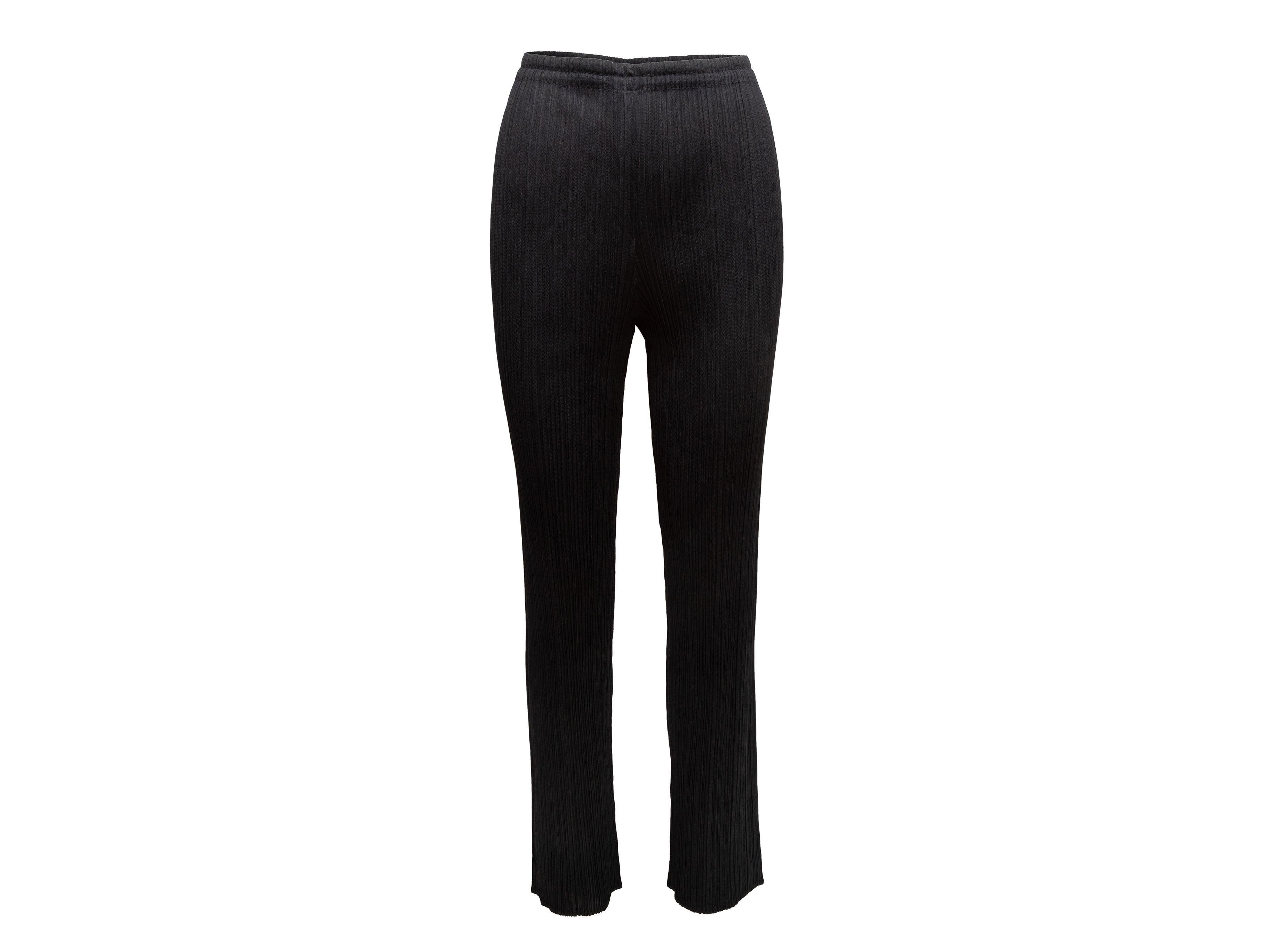 Women's Pleats Please Issey Miyake Black Plisse Straight-Leg Pants