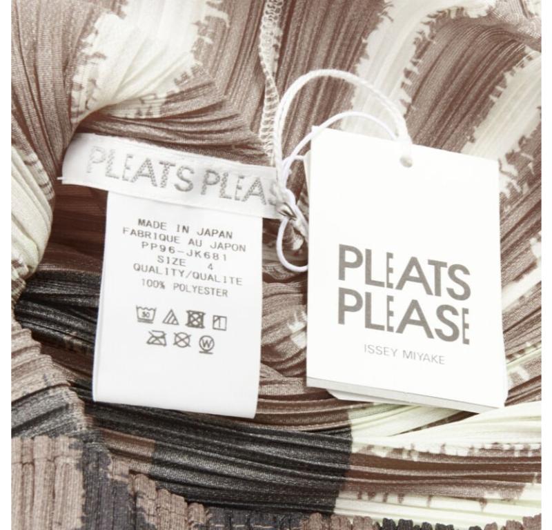 PLEATS PLEASE ISSEY MIYAKE brown ethnic abstract print plisse pleated top 4