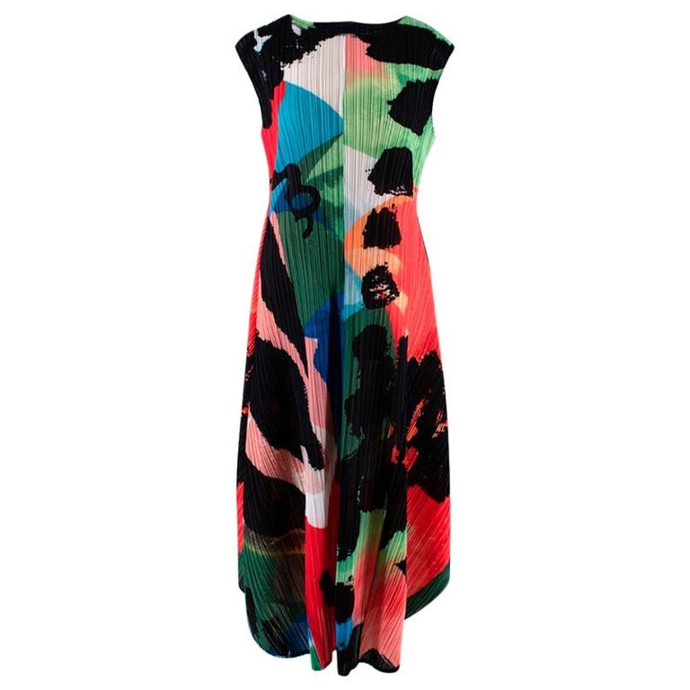 Pleats Please Issey Miyake Floral Print Dress - Size M at 1stDibs ...