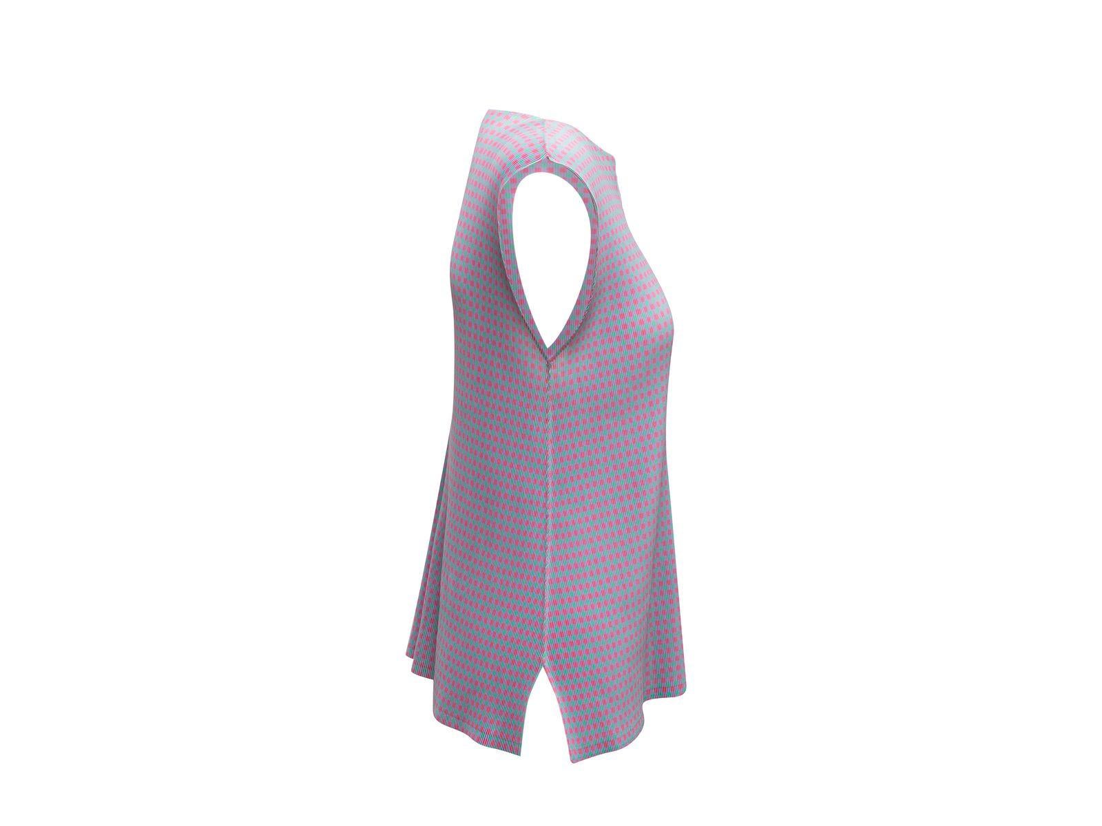 Women's Pleats Please Issey Miyake Lilac & Multicolor Checkered Tank Top
