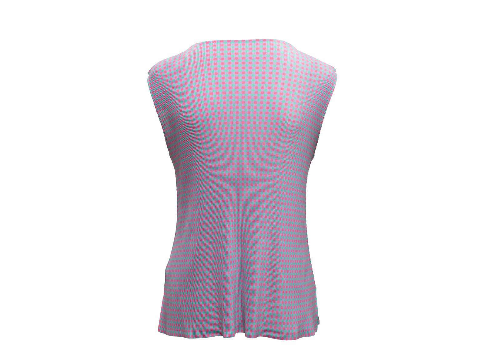 Pleats Please Issey Miyake Lilac & Multicolor Checkered Tank Top 1