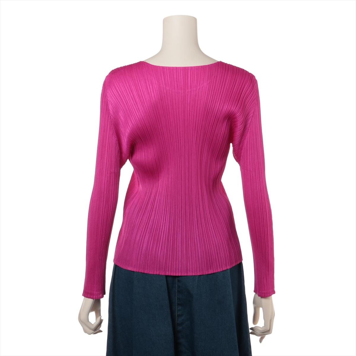 Pleats Please Issey Miyake  Long Sleeve Blouse Hot Pink In Good Condition For Sale In Humacao, PR