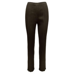 Pleats Please Issey Miyake Olive Plisse Straight-Leg Pants