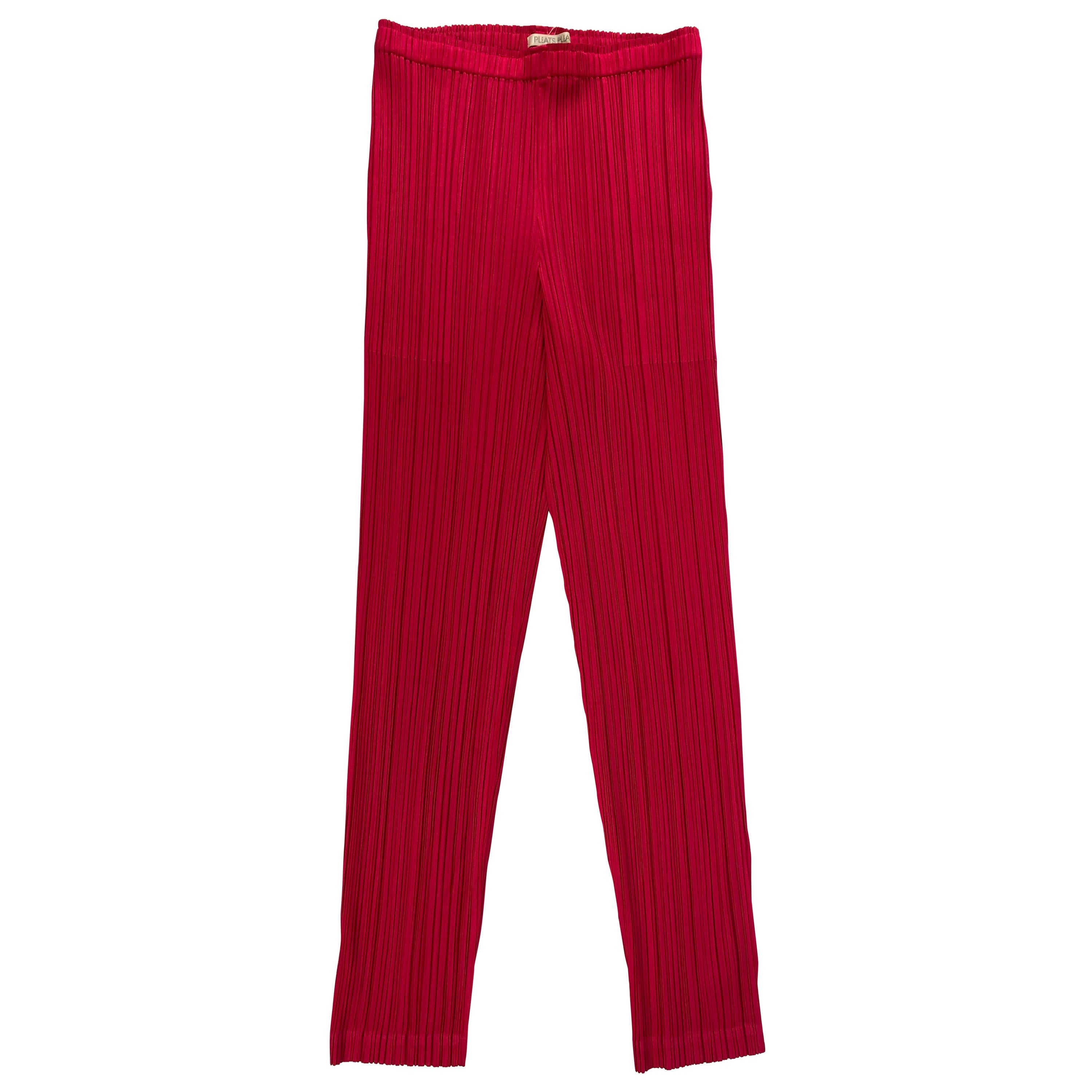 Pleats Please Pink Plated Pants, Size 5