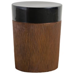 Pleats Storage Drumstool, Antique Copper and Black Lacquer by Robert Kuo