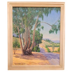 Plein Air California Landscape Painting by Robert F. Williams dated 1954