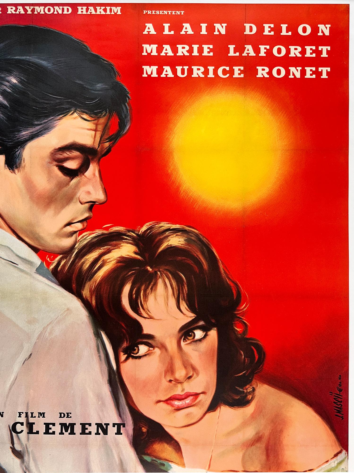 PLEIN SOLEIL / LUNA PURPURA 1960 Gran cartel de película francesa, JEAN MASCII Francés en venta