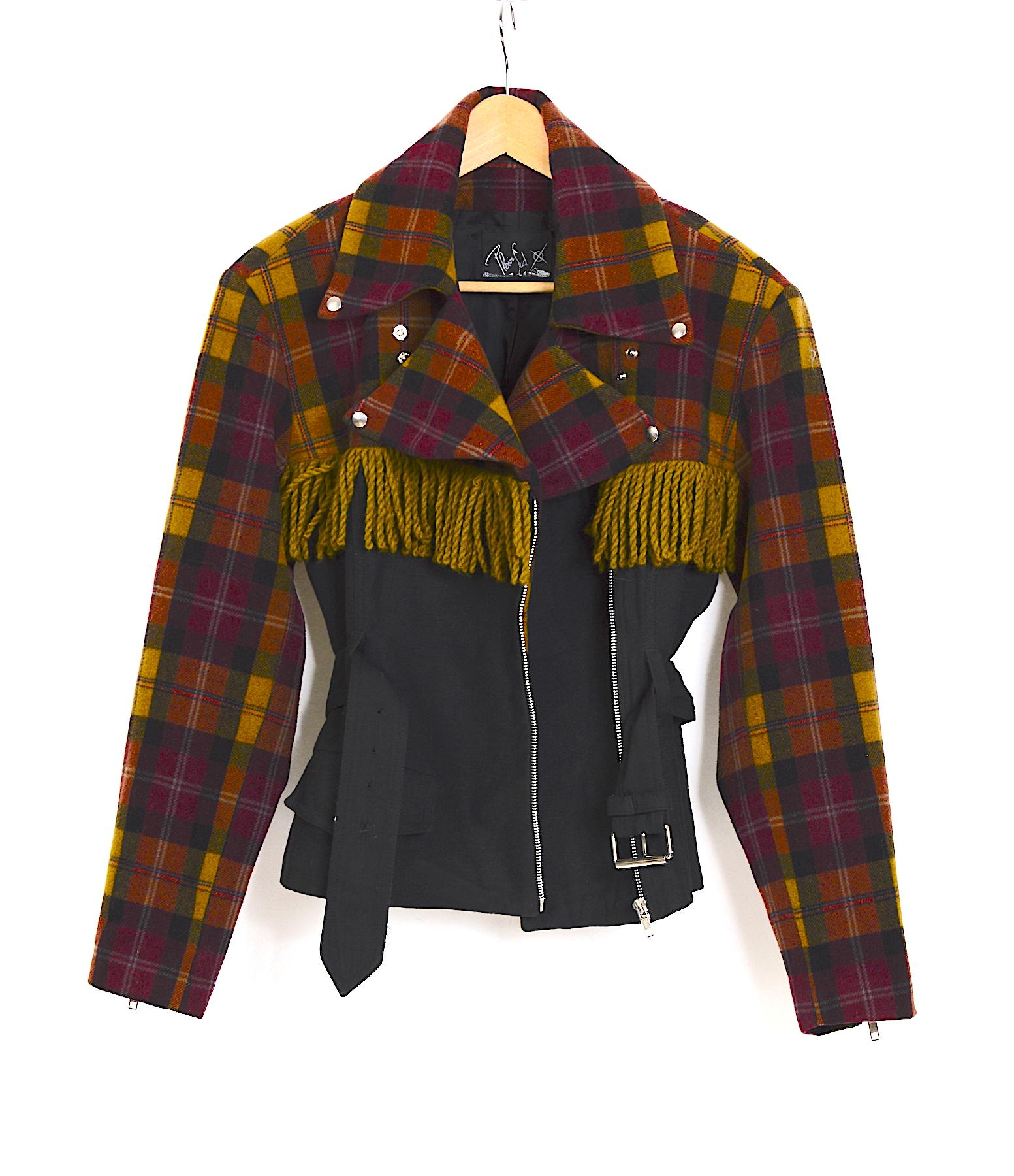 Women's Plein Sud 1980s vintage wool fringed short belted jacket For Sale