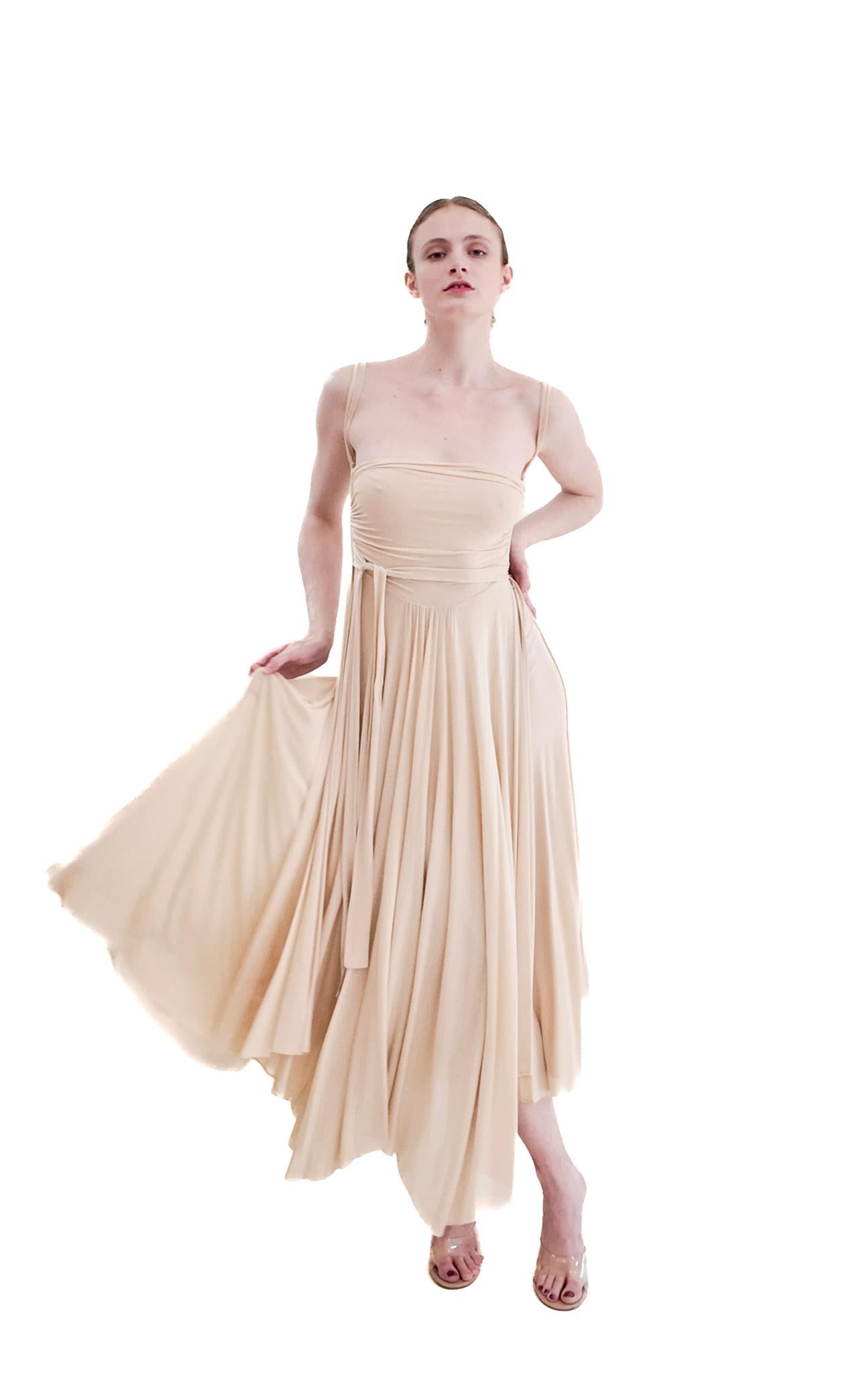 Plein Sud Vestido Estilo Greco Marfil Jersey Años 90 Beige en venta