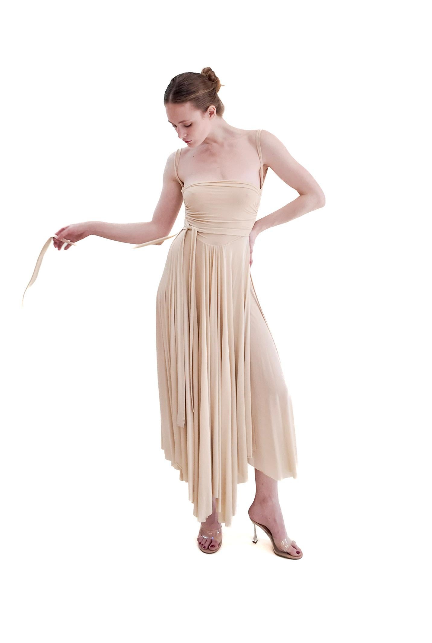 Plein Sud Vestido Estilo Greco Marfil Jersey Años 90 en Bueno estado para la venta en Los Angeles, CA