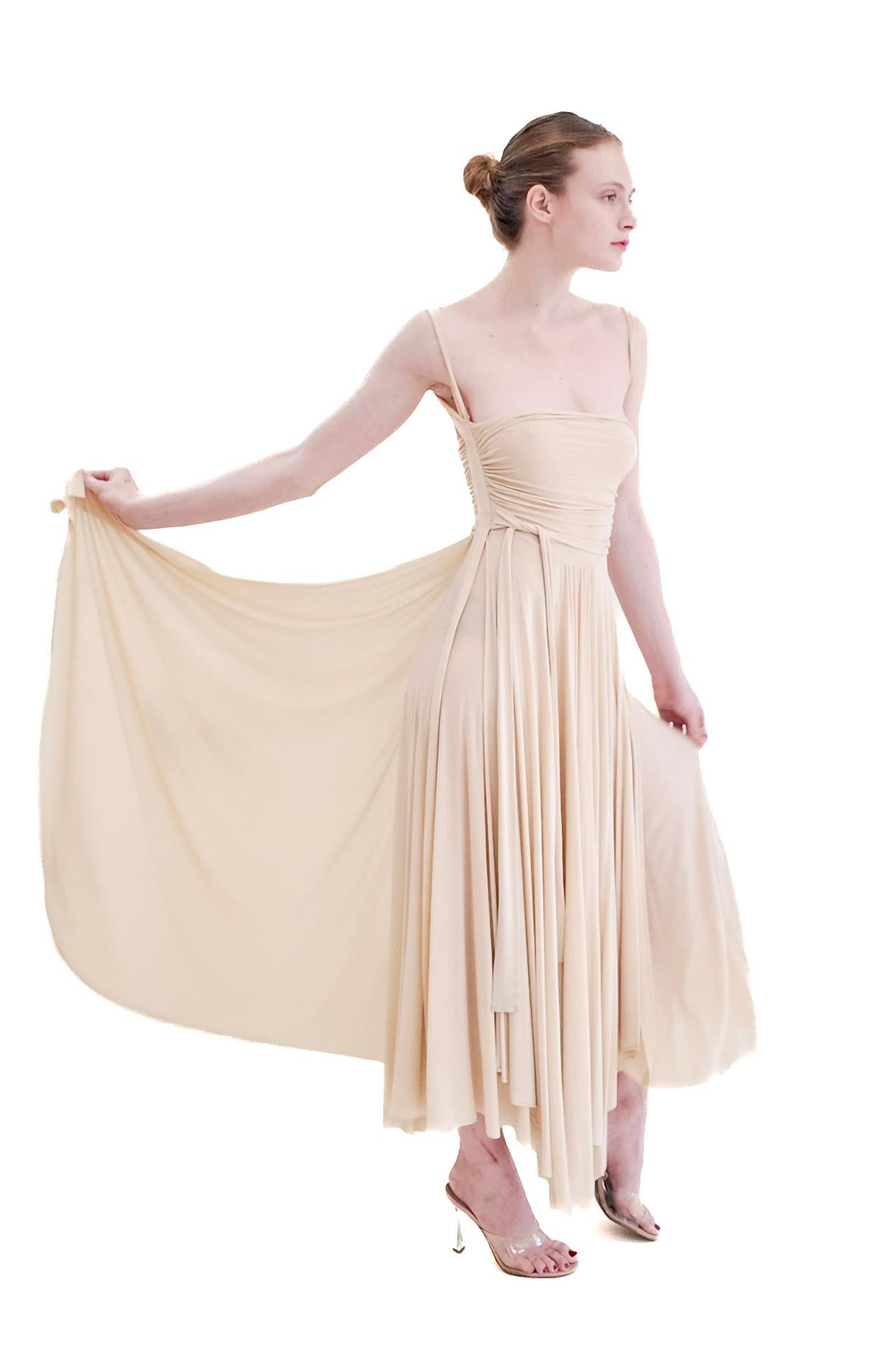 Plein Sud Vestido Estilo Greco Marfil Jersey Años 90 en venta 3
