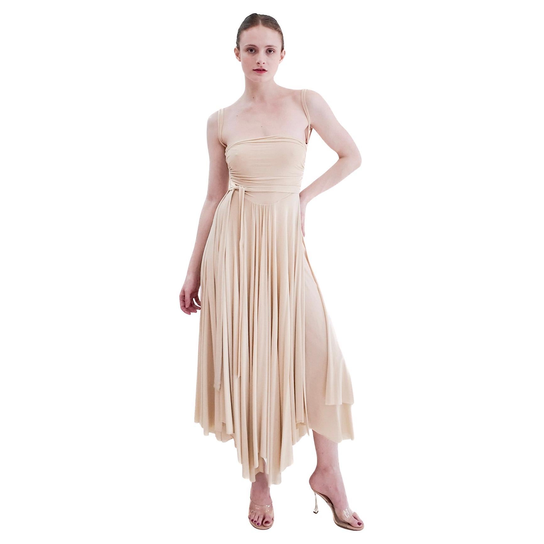 Plein Sud Vestido Estilo Greco Marfil Jersey Años 90 en venta