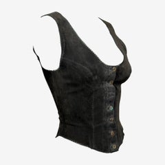 Top de corte corsé de ante negro de Plein Sud de los años 2000