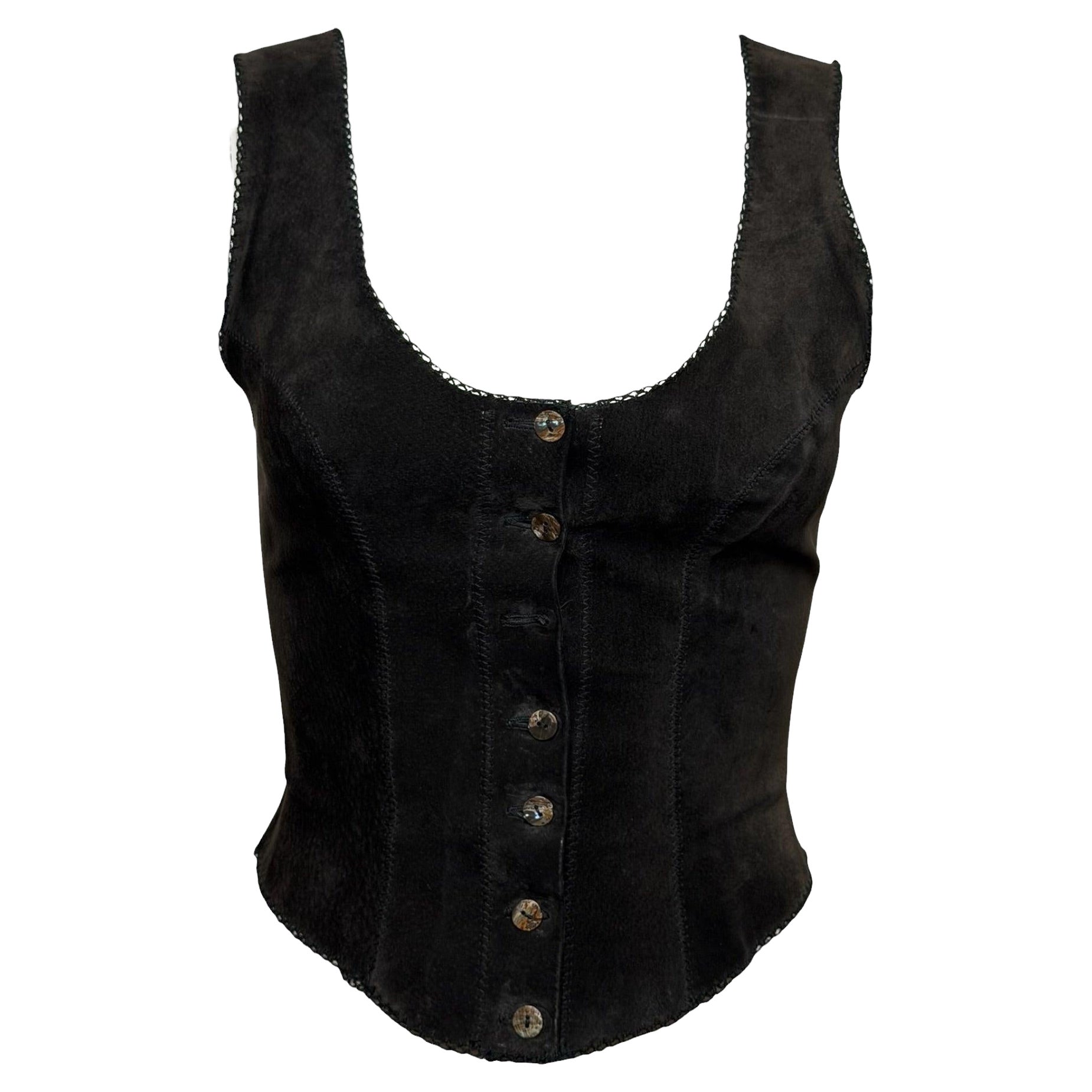 Pre-owned Plein Sud 2000s Black Suede Corset-cut Top
