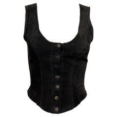 Top de corte corsé de ante negro de Plein Sud de los años 2000