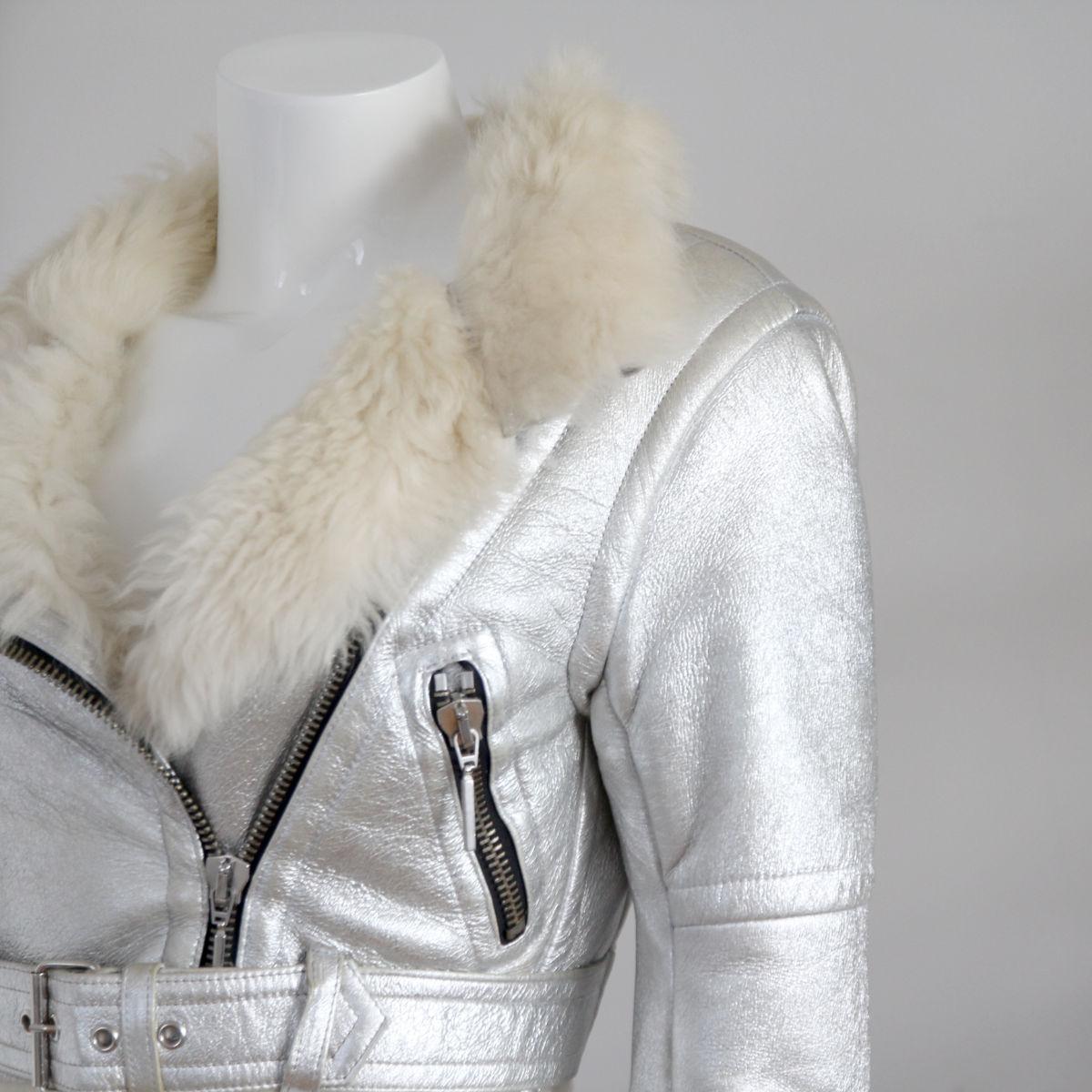 PLEIN SUD

2000s. Silver colored leather biker jacket from Plein Sud.

The jacket is in good condition (see photos).
Minimal abrasion.
