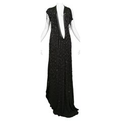 Vintage Plein Sud Black Beaded Evening Gown