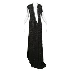 Schwarzes perlenbesetztes Abendkleid von Plein Sud