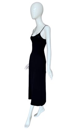 Plein Sud by Fayçal Amor Vintage 1990s Black Viscose & Lycra Mix Slip Dress