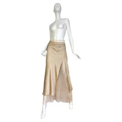 Plein Sud FAYÇAL AMOR 2000s BEIGE SATIN TULLE LACED MAXI SKIRT