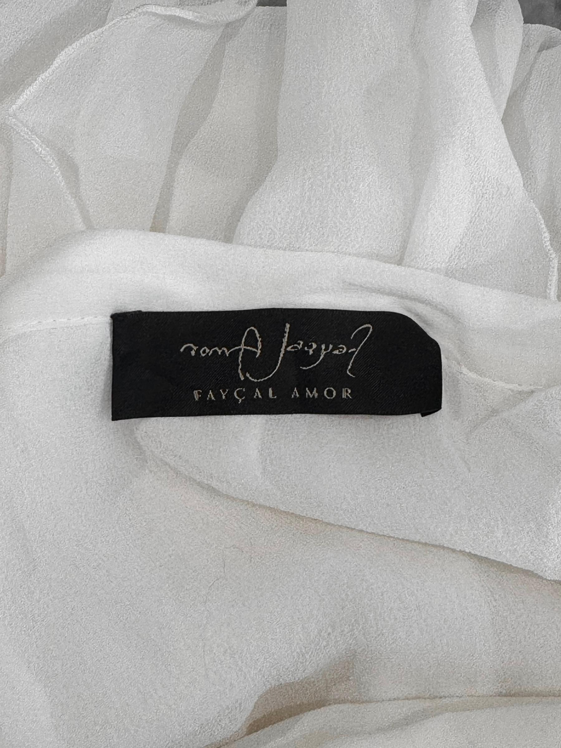 PLEIN SUD FAYÇAL AMOR 2010s FALDA MAXI EN SEDA BLANCA CASCADING RUFFLES en venta 5