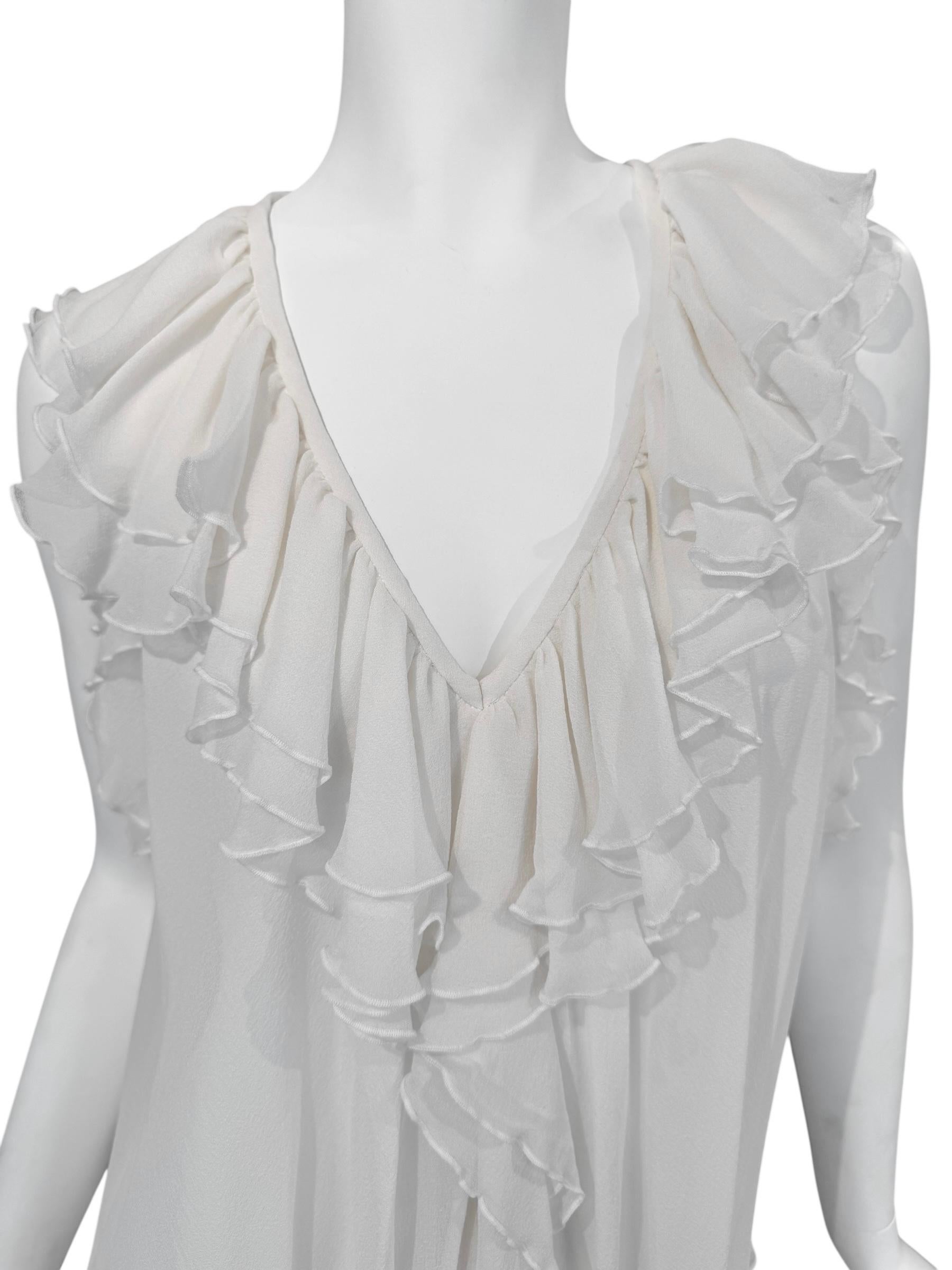 De las mujeres PLEIN SUD FAYÇAL AMOR 2010s BLANCO SEDA RUFFLES TANK TOP en venta