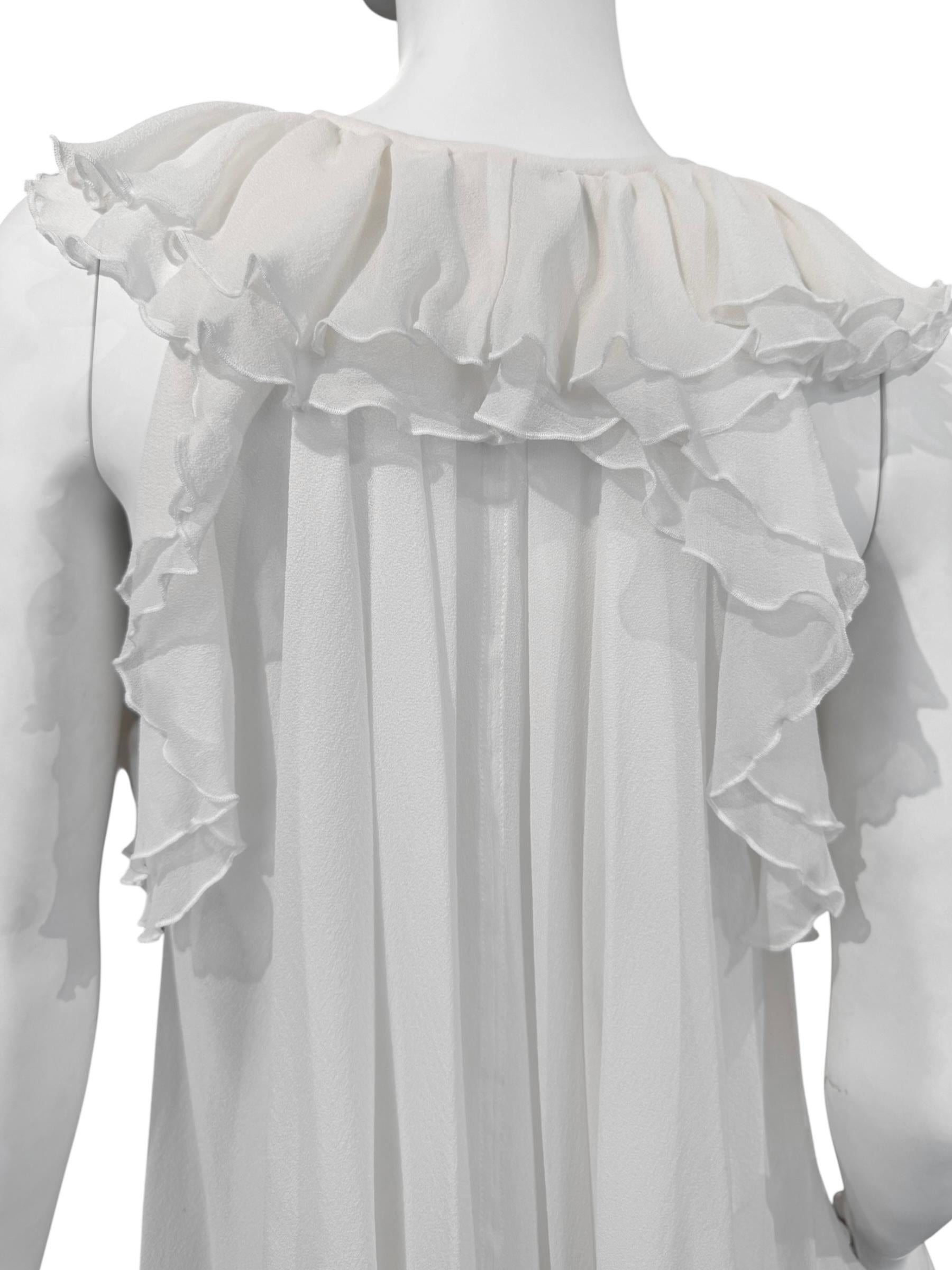 PLEIN SUD FAYÇAL AMOR 2010s BLANCO SEDA RUFFLES TANK TOP en venta 3