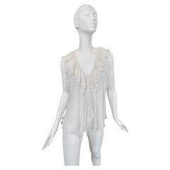 PLEIN SUD FAYÇAL AMOR 2010s BLANCO SEDA RUFFLES TANK TOP