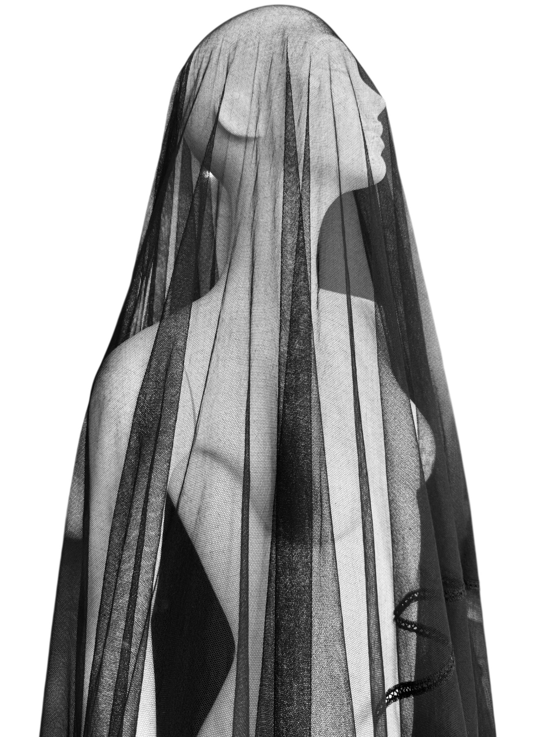 PLEIN SUD FAYÇAL AMOR fw1994 BLACK TULLE RUFFLES XXL SHAWL im Angebot 3