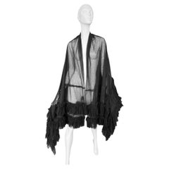 PLEIN SUD FAYÇAL AMOR fw1994 BLACK TULLE RUFFLES XXL SHAWL
