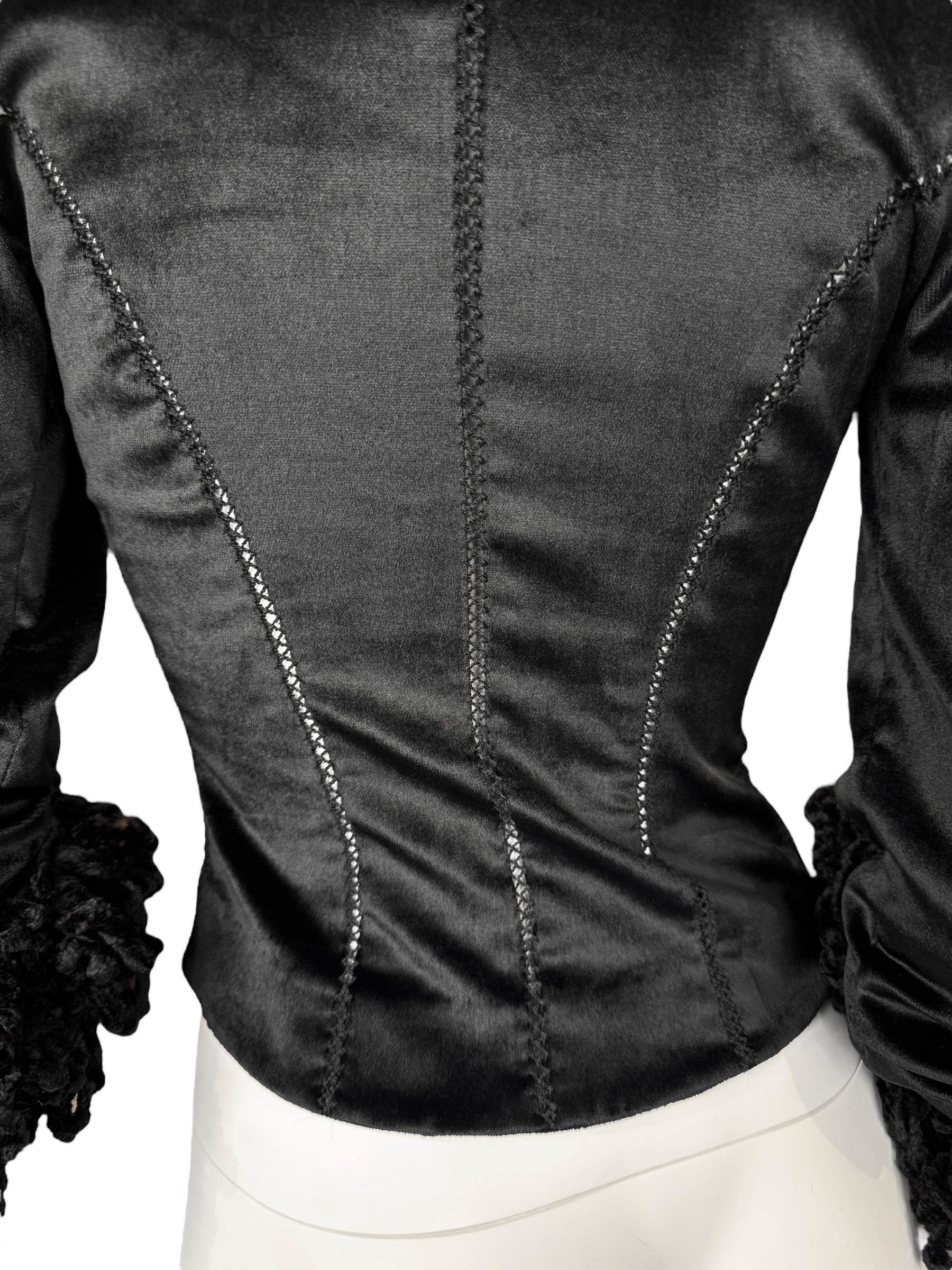 PLEIN SUD FAYÇAL AMOR fw1994 SCHWARZER VELVET KORSET JACKET im Angebot 5