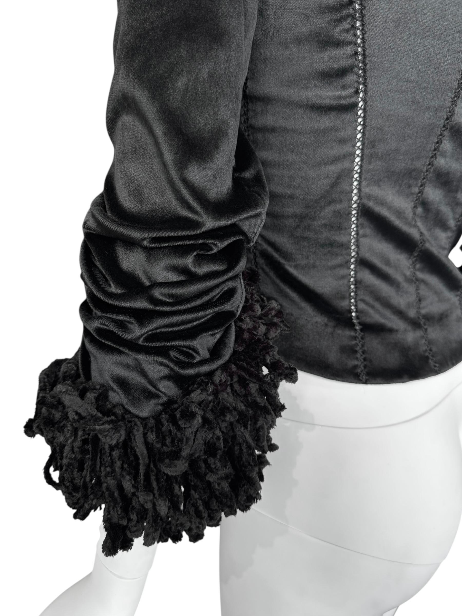 PLEIN SUD FAYÇAL AMOR fw1994 SCHWARZER VELVET KORSET JACKET im Angebot 7