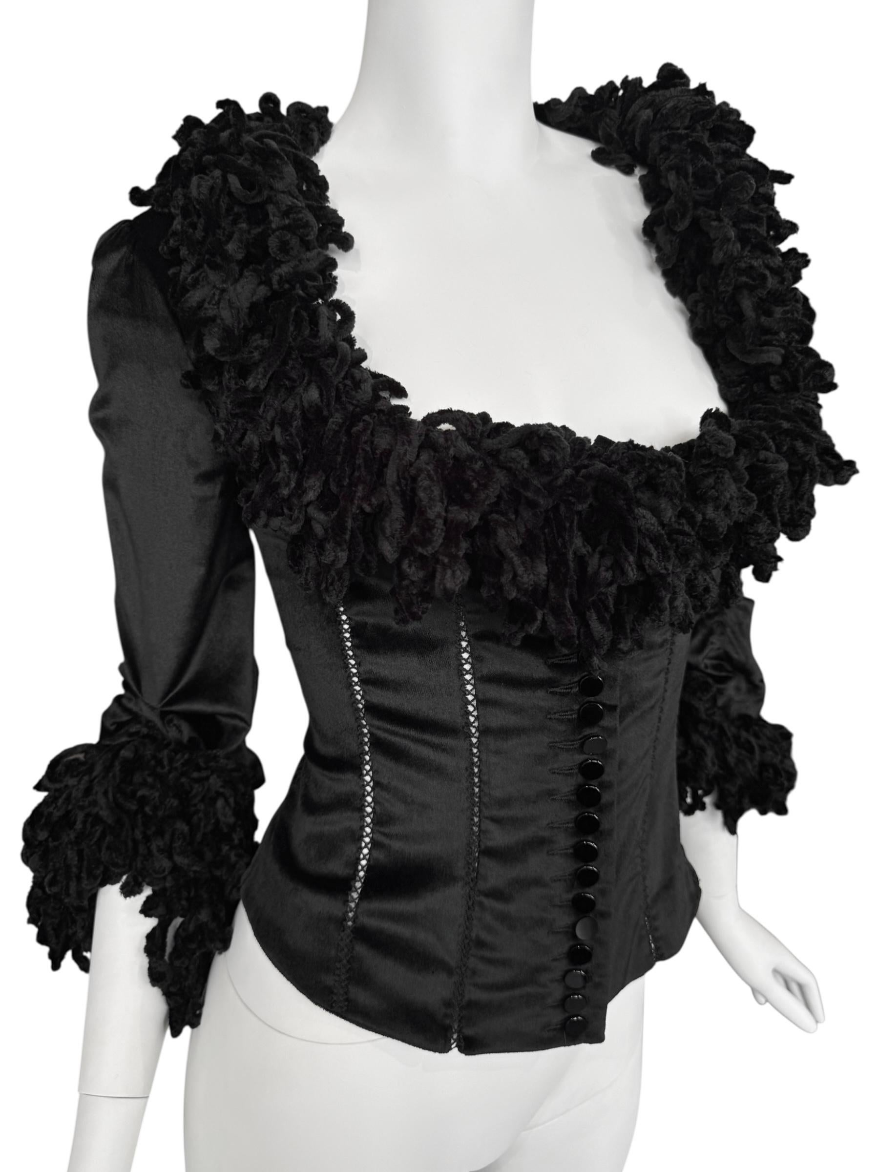 PLEIN SUD FAYÇAL AMOR fw1994 SCHWARZER VELVET KORSET JACKET für Damen oder Herren im Angebot