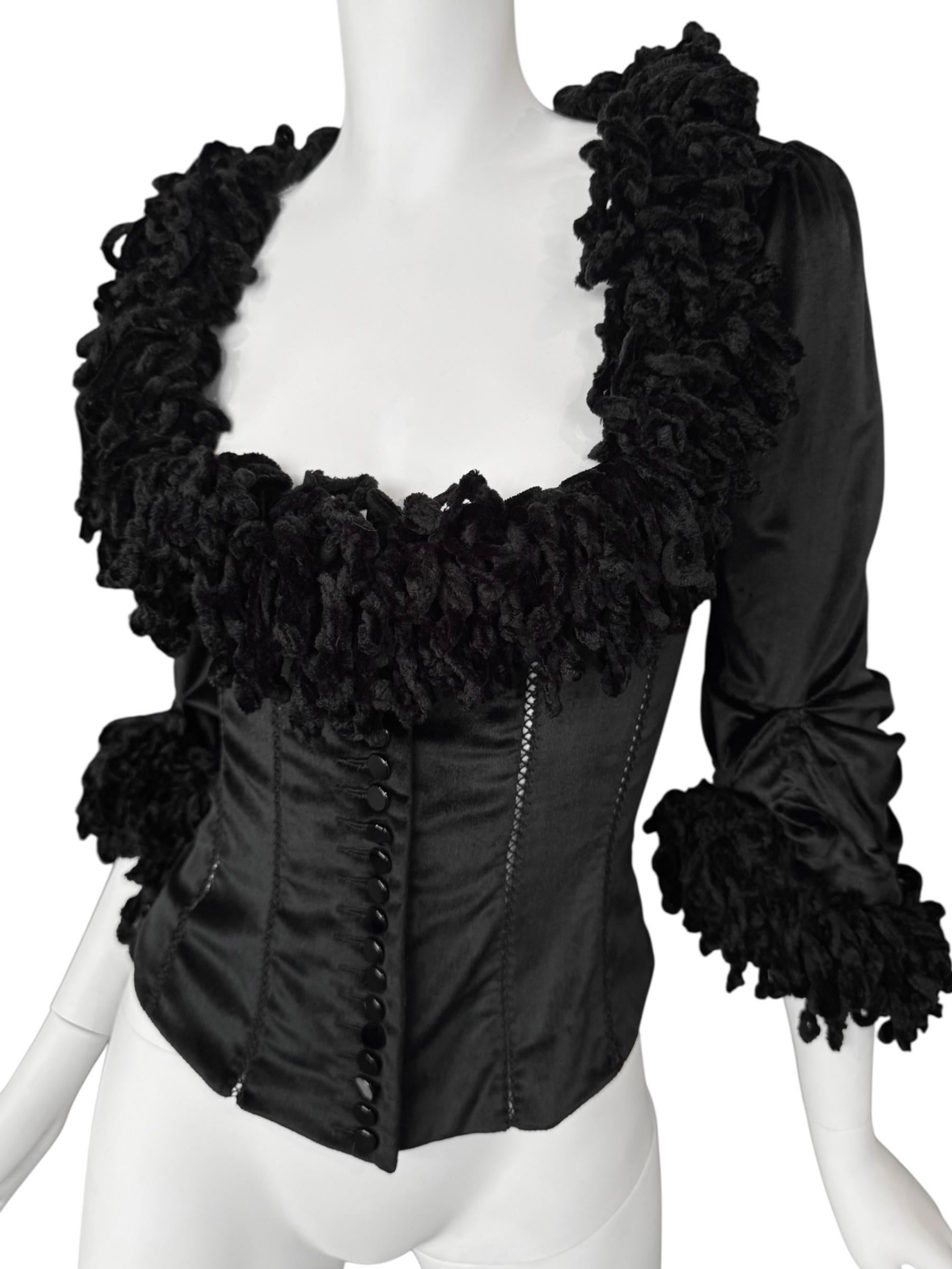 PLEIN SUD FAYÇAL AMOR fw1994 SCHWARZER VELVET KORSET JACKET im Angebot 1