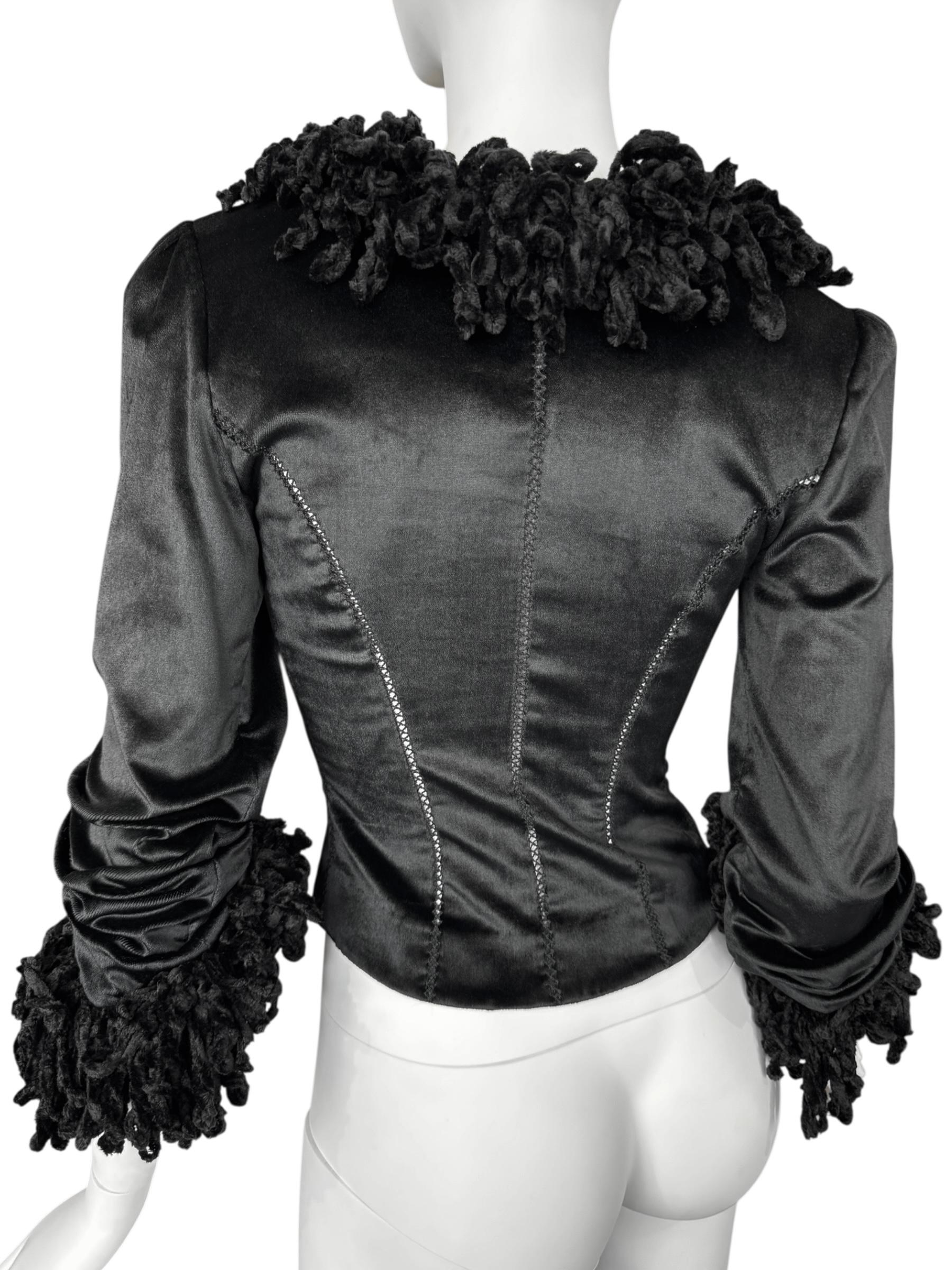 PLEIN SUD FAYÇAL AMOR fw1994 SCHWARZER VELVET KORSET JACKET im Angebot 4