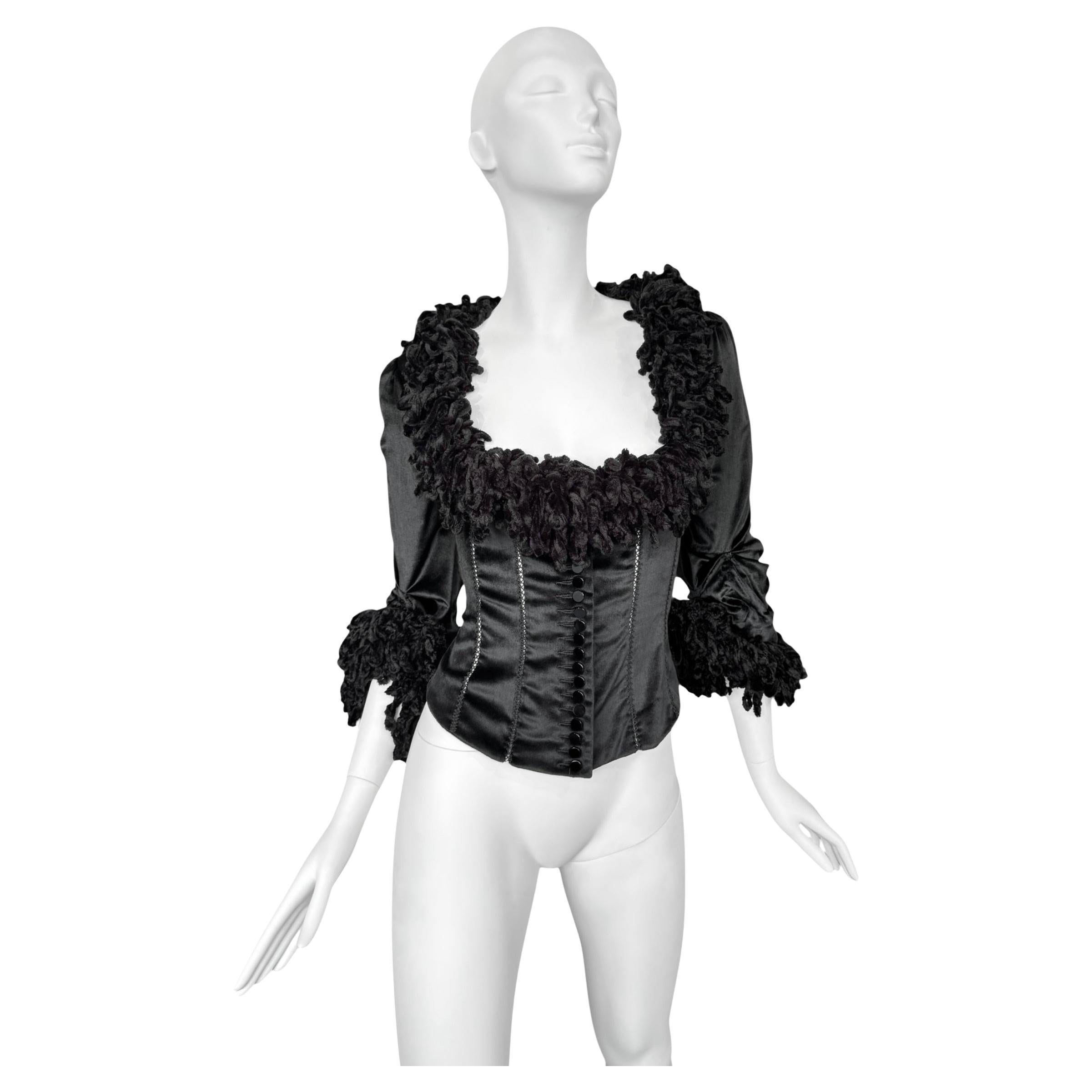 PLEIN SUD FAYÇAL AMOR fw1994 SCHWARZER VELVET KORSET JACKET im Angebot