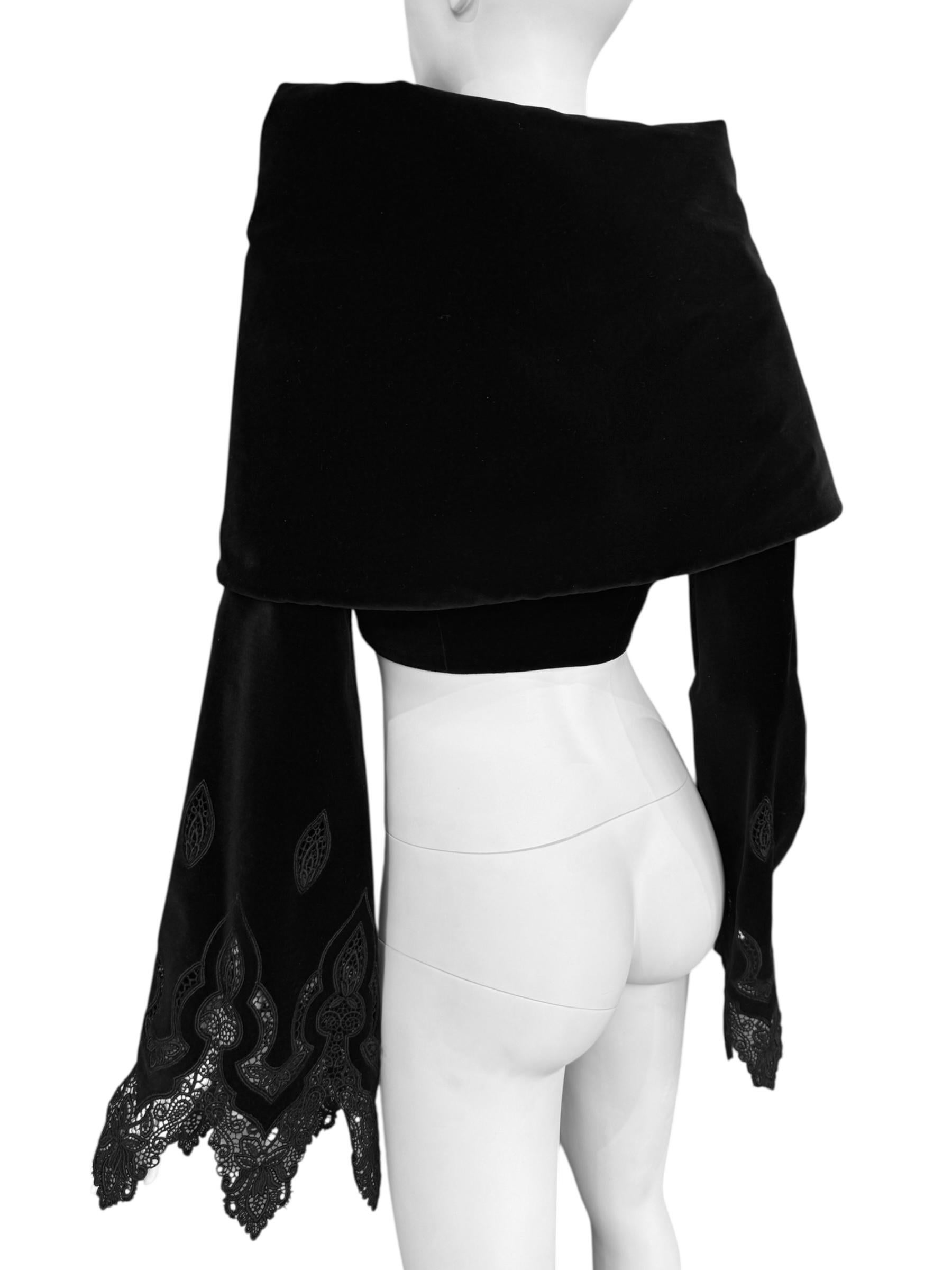 PLEIN SUD FAYÇAL AMOR fw1994 SCHWARZE VELVET-KAPUZENJACKE im Angebot 11