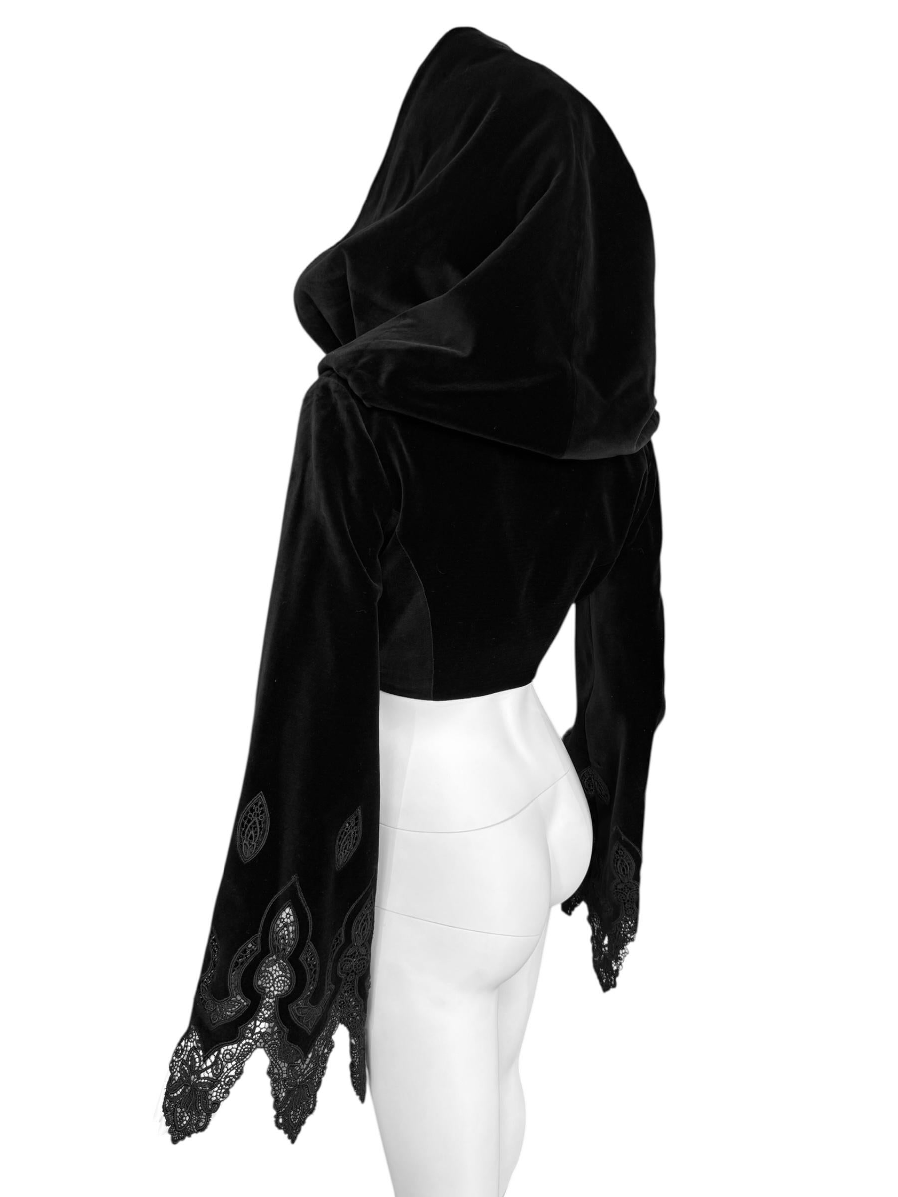 PLEIN SUD FAYÇAL AMOR fw1994 SCHWARZE VELVET-KAPUZENJACKE im Angebot 3