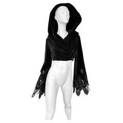 PLEIN SUD FAYÇAL AMOR fw1994 SCHWARZE VELVET-KAPUZENJACKE