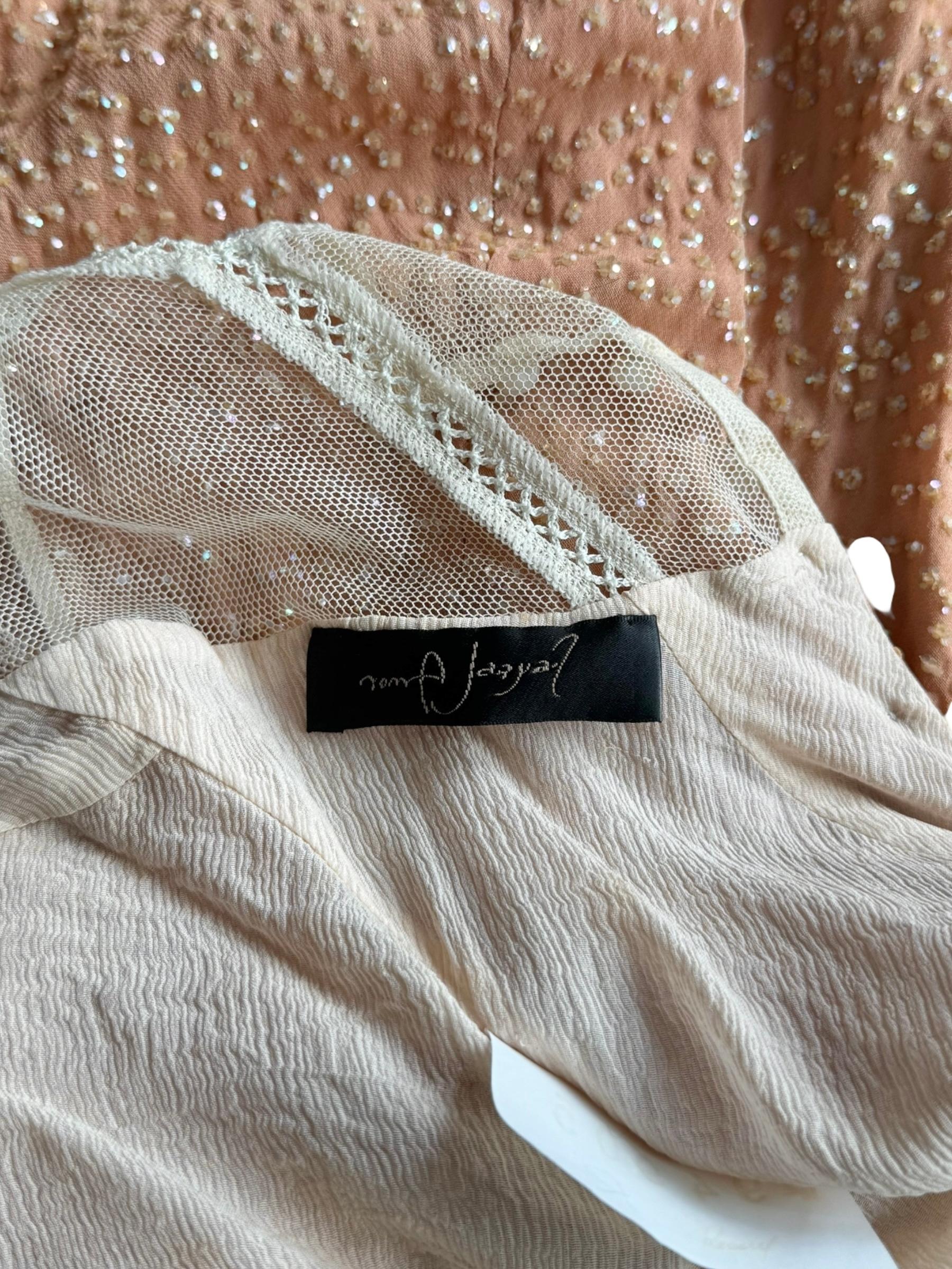 PLEIN SUD FAYÇAL AMOR fw1994 VESTIDO MAXI CON EMBELLECEDORES ROSA SALMÓN en venta 9