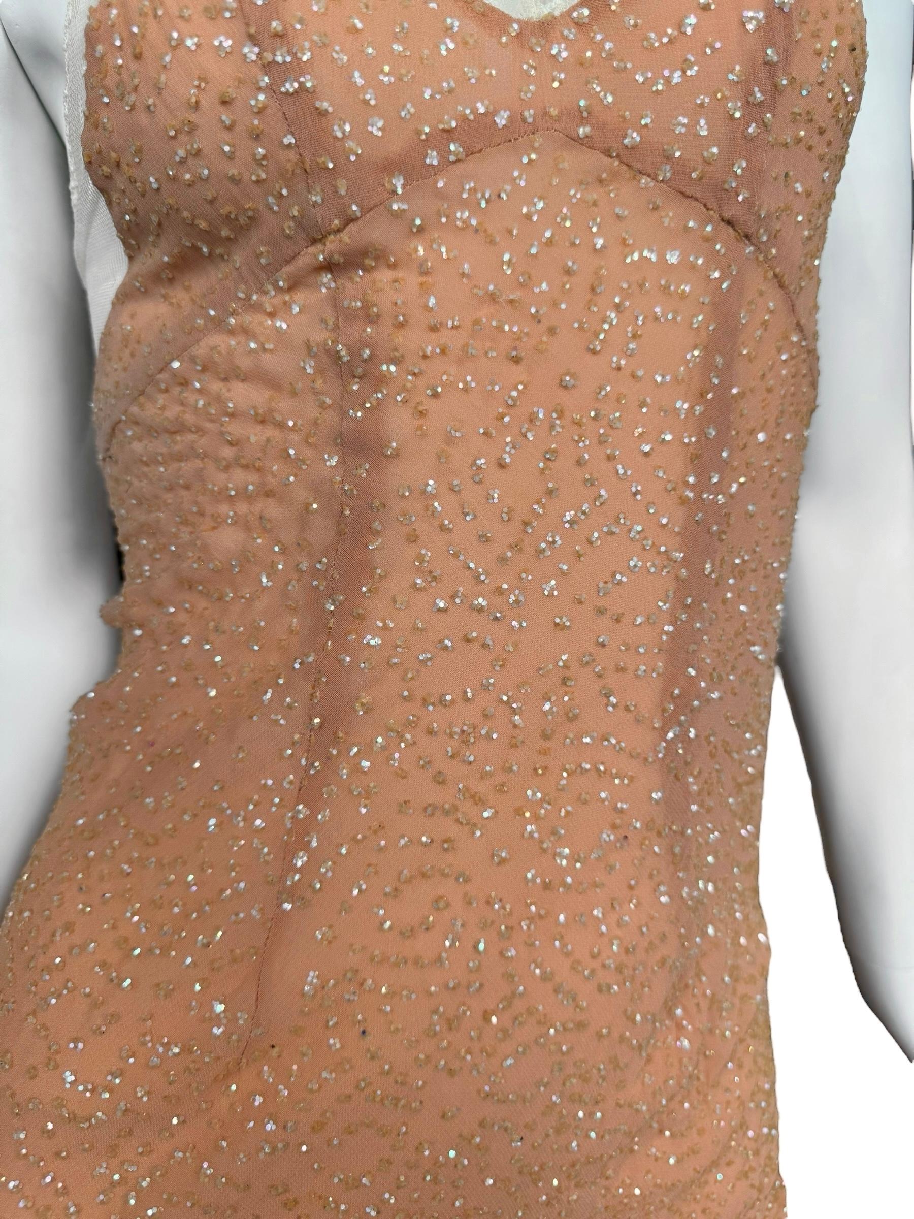 PLEIN SUD FAYÇAL AMOR fw1994 VESTIDO MAXI CON EMBELLECEDORES ROSA SALMÓN en venta 4