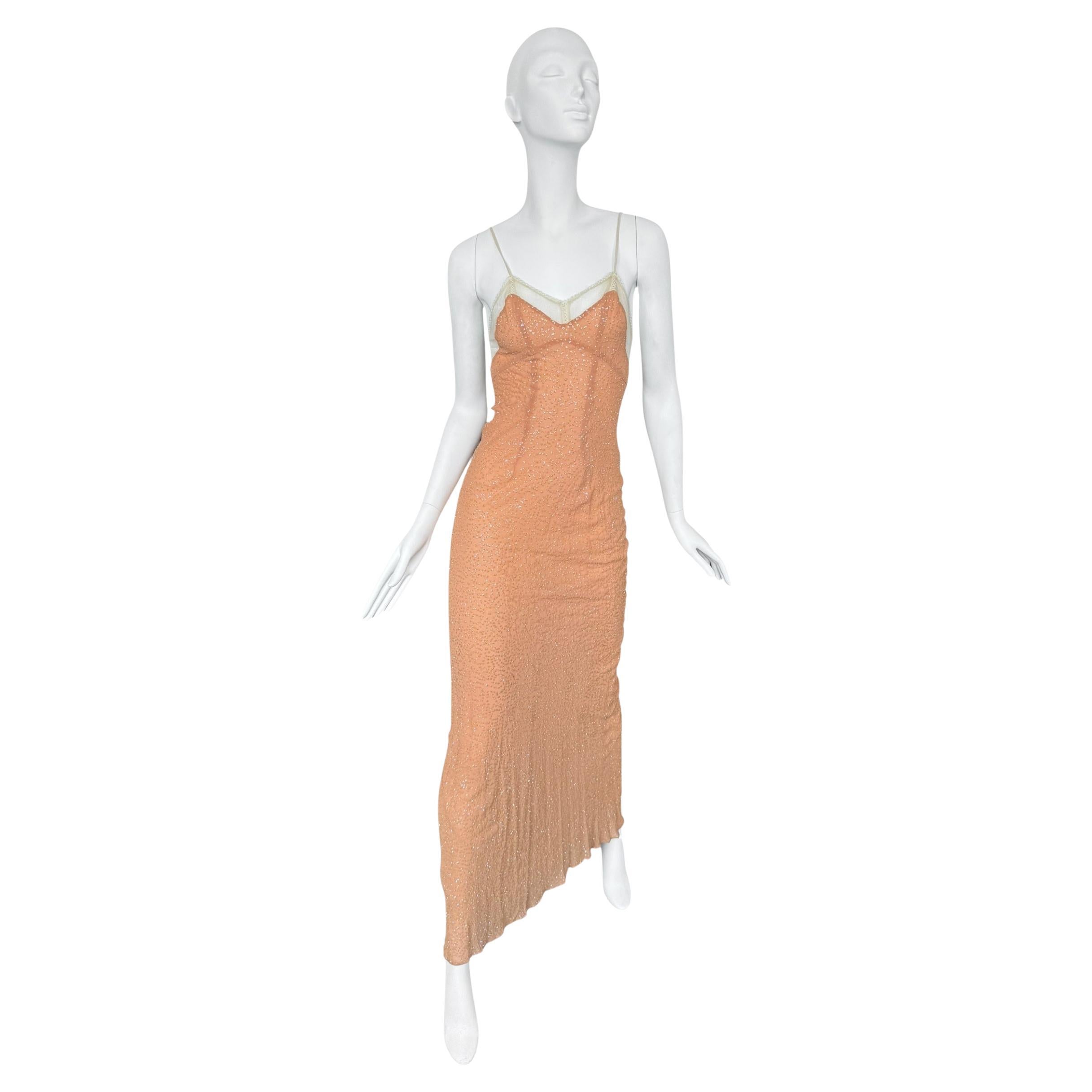 PLEIN SUD FAYÇAL AMOR fw1994 SALMONE ROSA ABBRELLITO MAXI DRESS