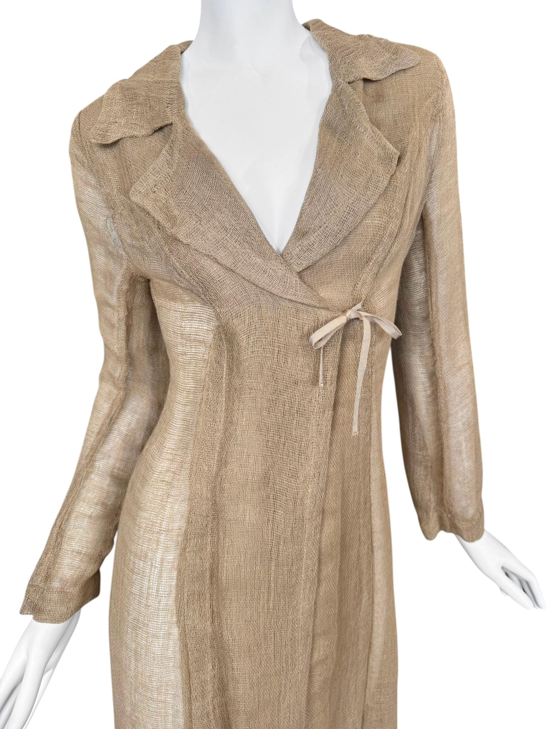 De las mujeres PLEIN SUD FAYÇAL AMOR ss1993 BEIGE RAW JUTE MAXI COAT en venta