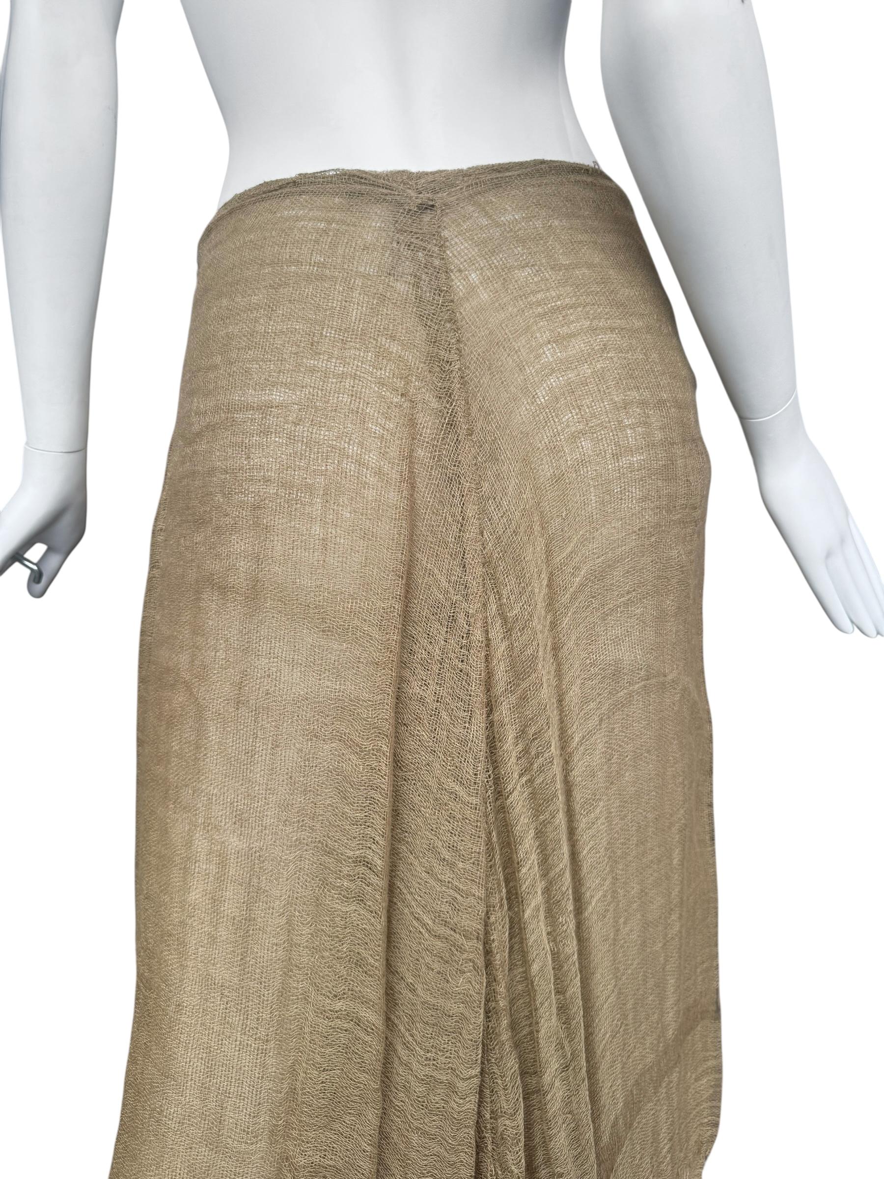 PLEIN SUD FAYÇAL AMOR ss1993 GONNA MAXI IN JUTE RAW BEIGE in vendita 5