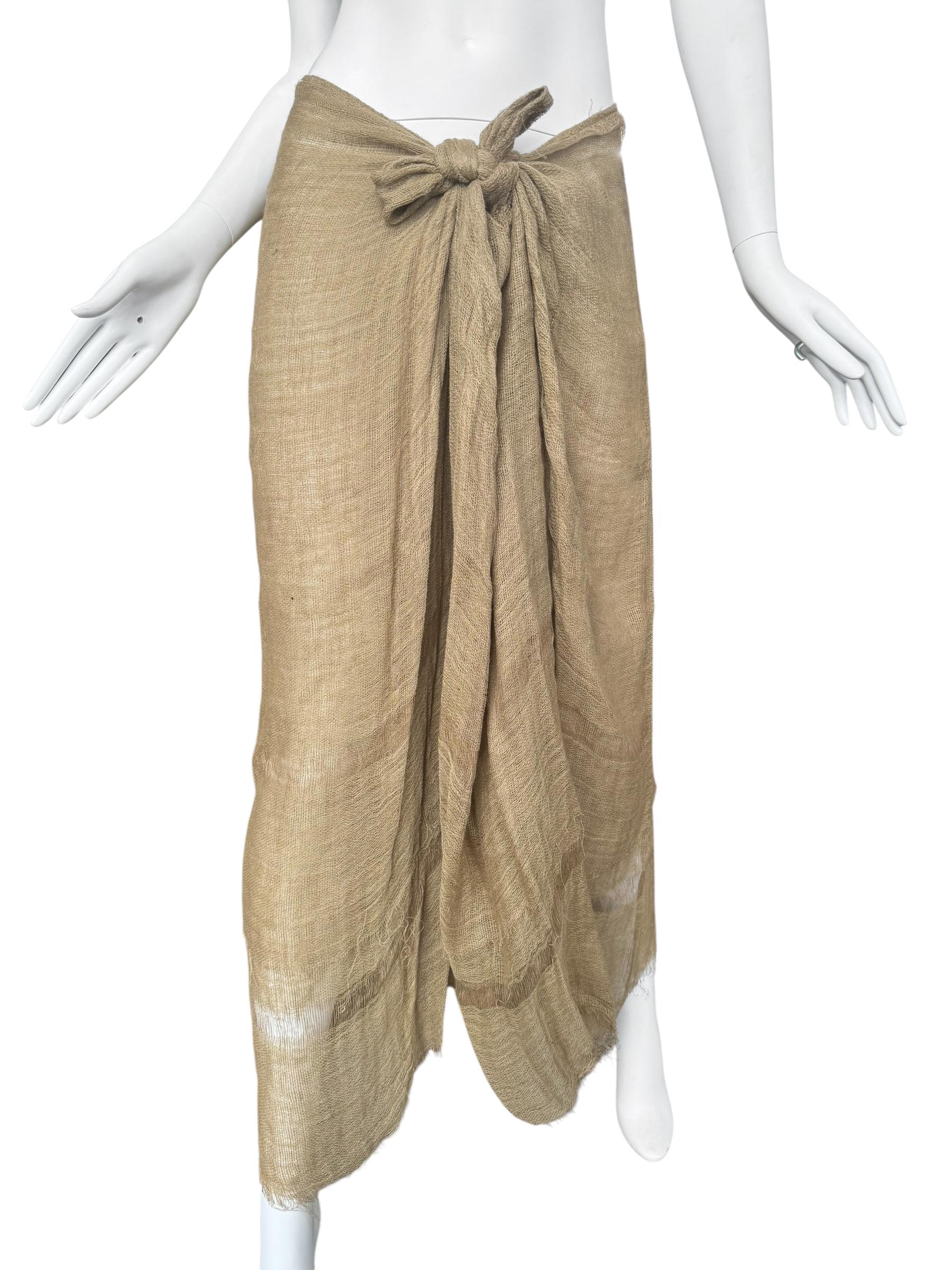 Beige PLEIN SUD FAYÇAL AMOR ss1993 GONNA MAXI IN JUTE RAW BEIGE in vendita