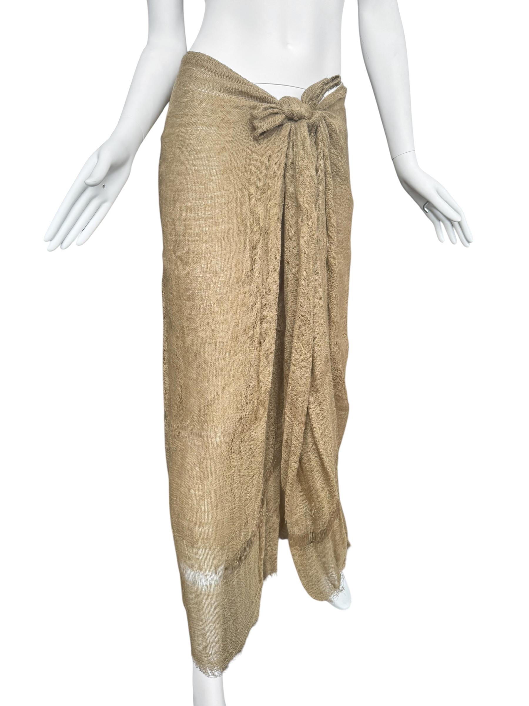 da uomo o donna PLEIN SUD FAYÇAL AMOR ss1993 GONNA MAXI IN JUTE RAW BEIGE in vendita