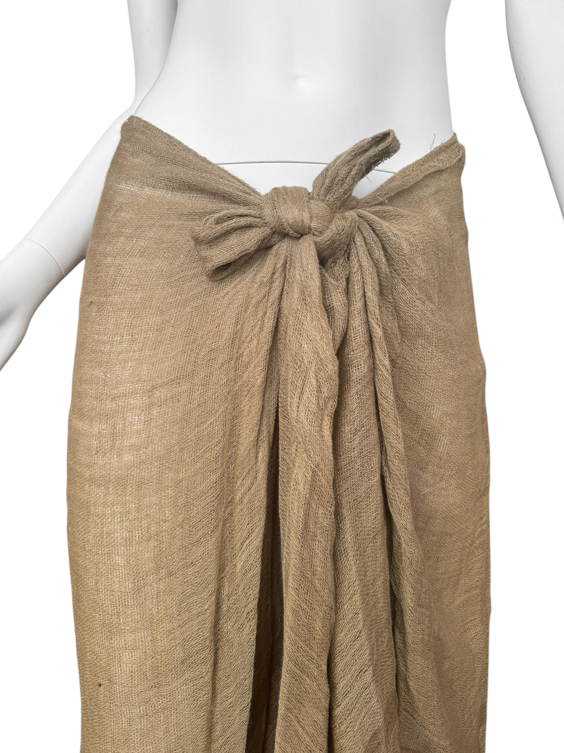 PLEIN SUD FAYÇAL AMOR ss1993 GONNA MAXI IN JUTE RAW BEIGE in vendita 1