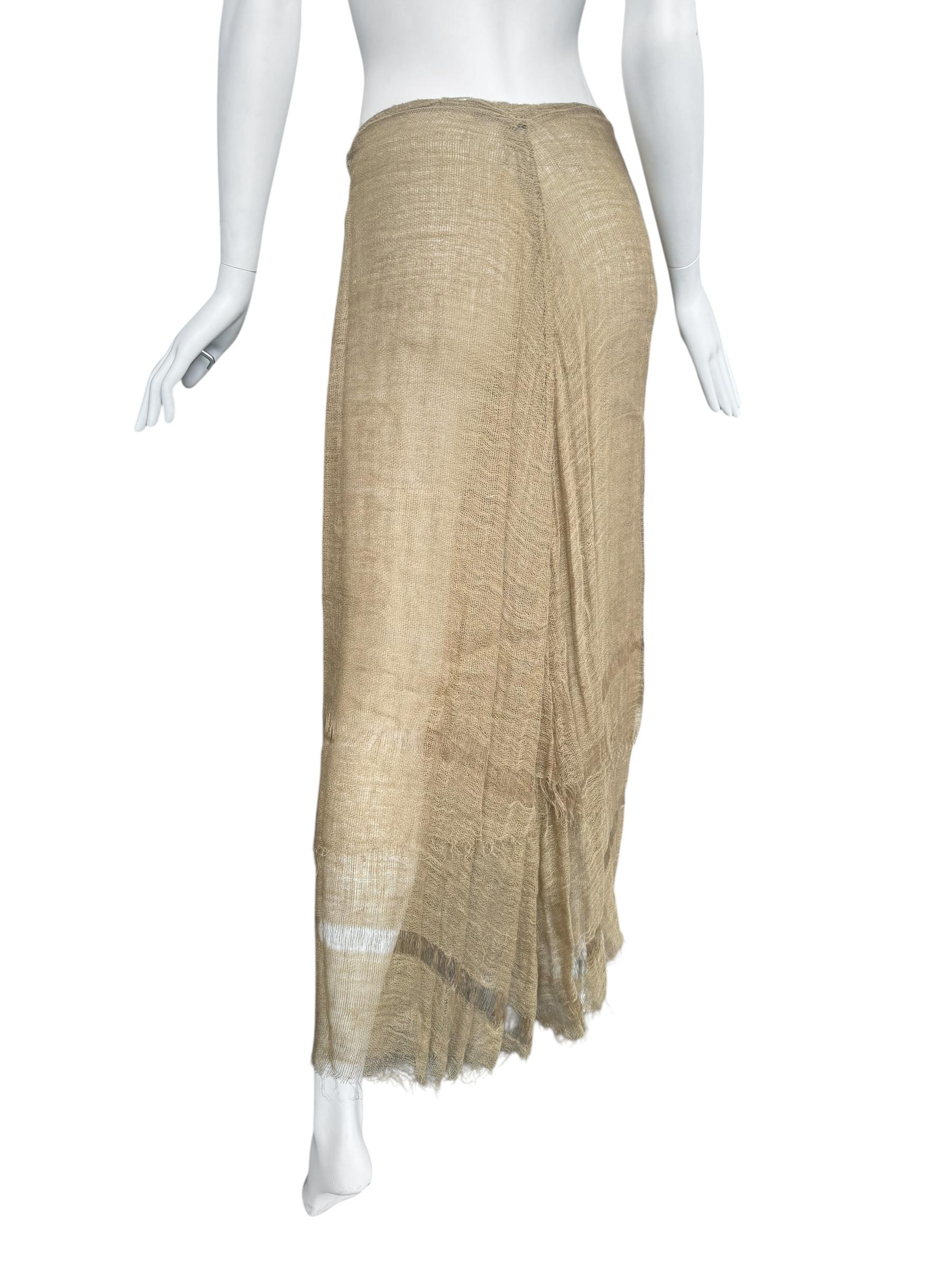 PLEIN SUD FAYÇAL AMOR ss1993 GONNA MAXI IN JUTE RAW BEIGE in vendita 3