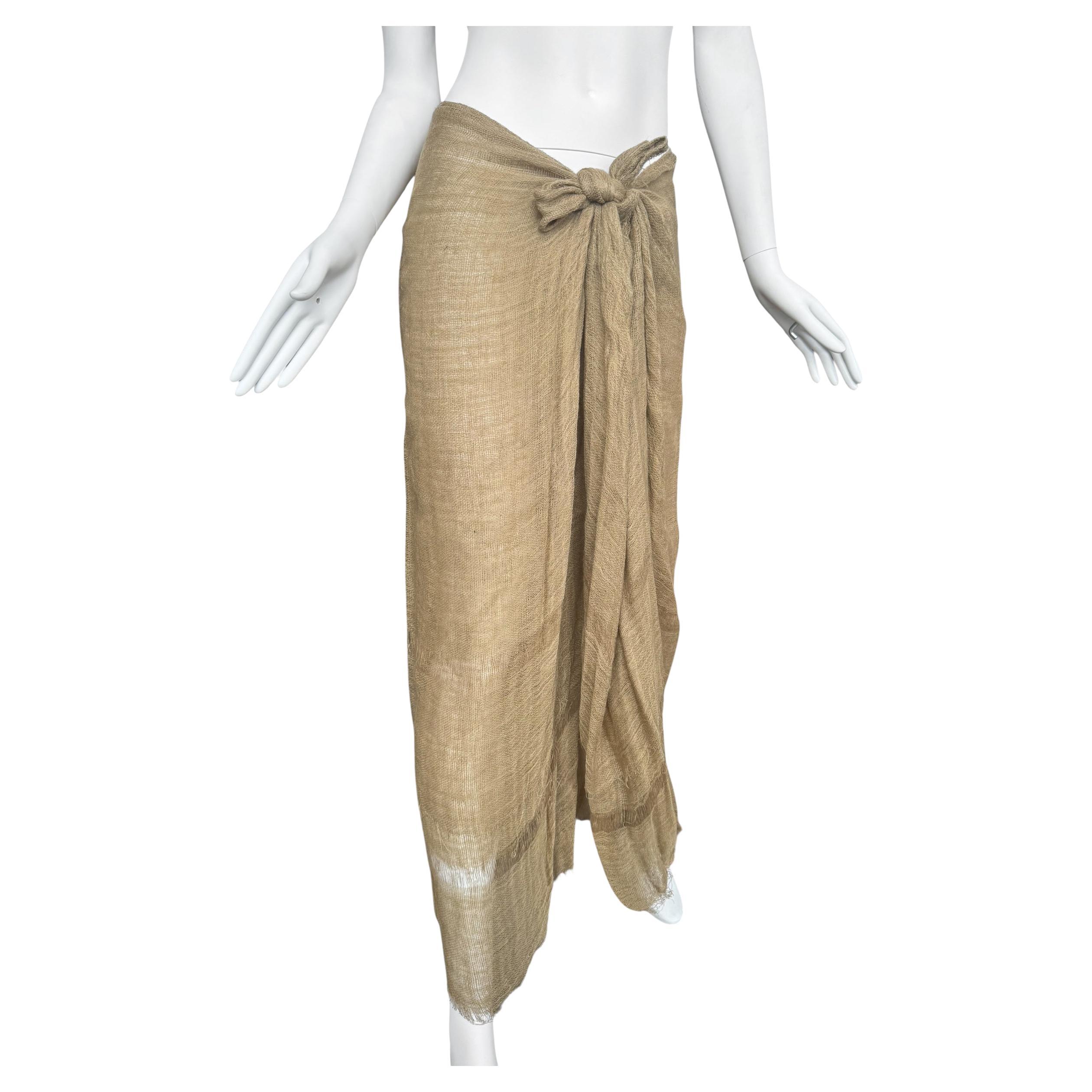 PLEIN SUD FAYÇAL AMOR ss1993 GONNA MAXI IN JUTE RAW BEIGE in vendita