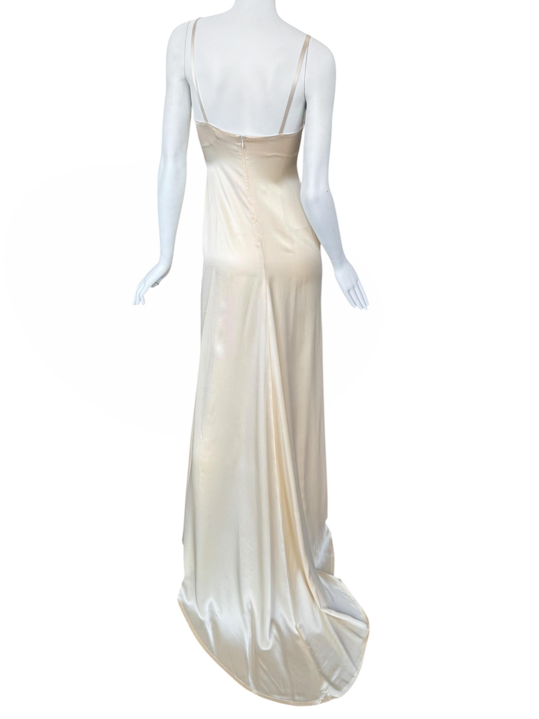 PLEIN SUD FAYÇAL AMOR ss1993 BEIGE SILK MAXI DRESS (Beige) im Angebot
